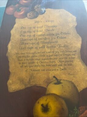VINTAGE Recipe Box Decorative Fruit & Recipe Plaque Apples Strawberries